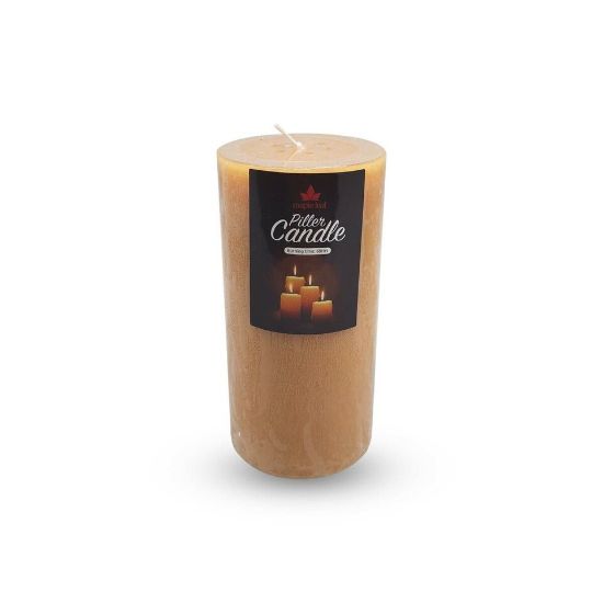 Picture of Maple Leaf Pillar Candle P601 3x6inch Gold