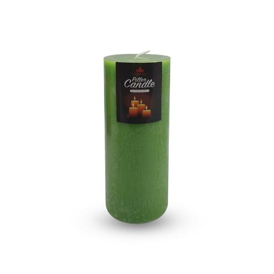 Picture of Maple Leaf Pillar Candle P801 3x8inch Green