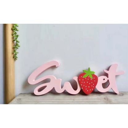 Picture of Maple Leaf Sweet Sign Wooden Cutout Word Art Tabletop Decor, 30 x 1.5 x 9.5 cm