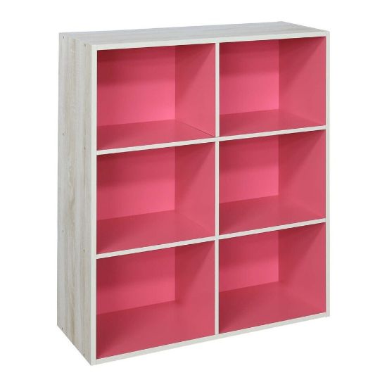 Picture of Maple Leaf Book Shelf Storage Organizer 6 Layer Pink