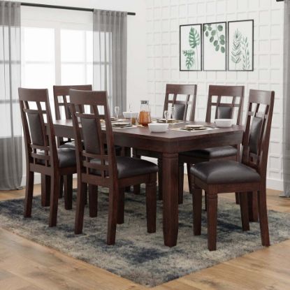 Picture of Maple Leaf Wooden Dining Table With 6 Chairs Brown DT06