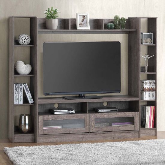 Picture of Maple Leaf Wooden TV Cabinet Stand HW9010 L183xW40xH152cm Walnut