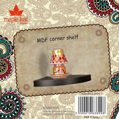 Picture of Maple Leaf MDF Wood Corner Wall Shelf 29.7x29.7x3.8cm Black COS01P