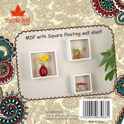 Picture of Maple Leaf MDF Wood Square Floating Wall Shelf 3pcs Set 1910P White