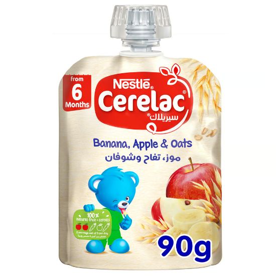 Picture of Nestle Cerelac Banana, Apple, & Oats Fruits Puree Pouch Baby Food 90 g